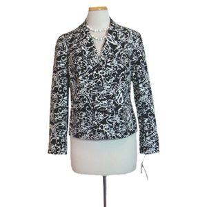 Jacket Abstract Print Black And White Cropped